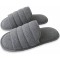 Mens Cotton Open Toe House Flat Slippers,Male Breathable Summer Indoor Slides, Memory Foam Anti Slip Sole
