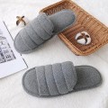 Mens Cotton Open Toe House Flat Slippers,Male Breathable Summer Indoor Slides, Memory Foam Anti Slip Sole